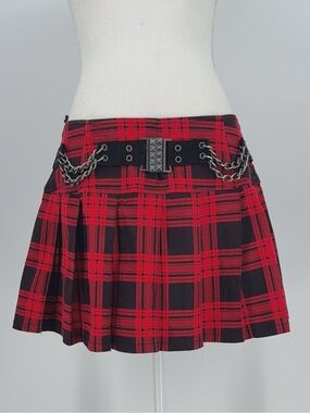 Tripp NYC Plaid Skirt School Girl Chain Pleated Mini Y2K Grunge 2000s XL